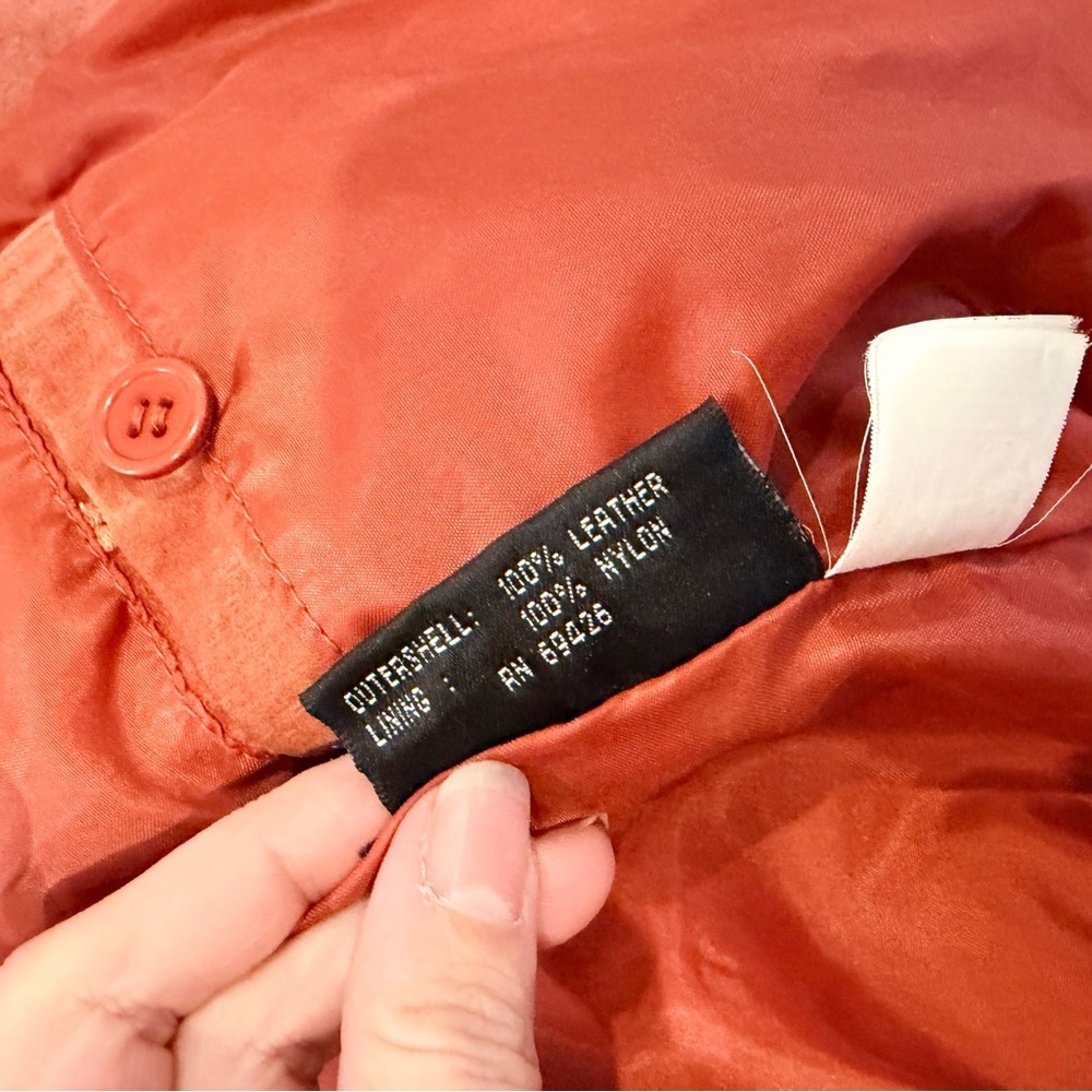 Vtg Wilson’s women’s leather Jacket sweater navy camel - Picture 4 of 8